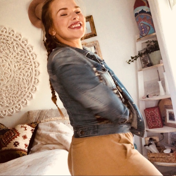 forever 21 premium denim • jean jacket with aztec - Picture 3 of 4